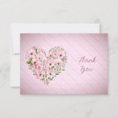 ピンクのハートフローラサンキューカード サンキューカード (正面)
