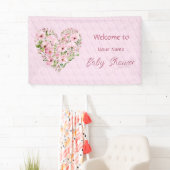 ピンクのハートフローラベビーシャワーバナー 横断幕 (インサイチュ)