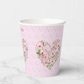 ピンクのハートフローラ紙カップ 紙コップ (裏面)