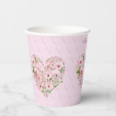 ピンクのハートフローラ紙カップ 紙コップ (正面)
