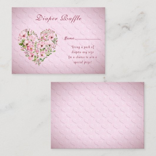 ピンクのハートフローラ赤ちゃんシャワーエンクロージャ エンクロージャーカード (正面/裏面)