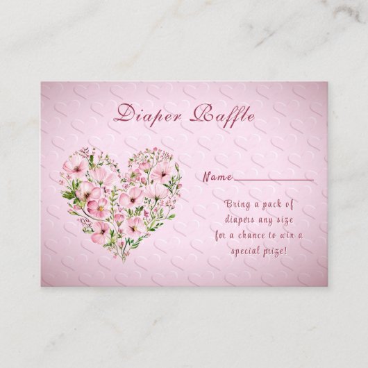 ピンクのハートフローラ赤ちゃんシャワーエンクロージャ エンクロージャーカード (正面)