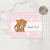 ピンクのハートブラウンベアありがとうNotecards ノートカード (正面/裏面インサイチュ)