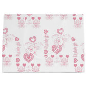 ピンクのハートベビーシャワー ラージペーパーバッグ (正面)