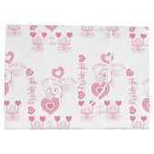 ピンクのハートベビーシャワー ラージペーパーバッグ (裏面)