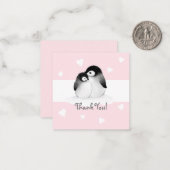 ピンクのハートペンギンありがとうNotecards ノートカード (正面/裏面インサイチュ)