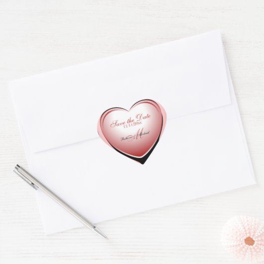 ピンクのハートペンダント日付を保存 ハートシール (封筒)