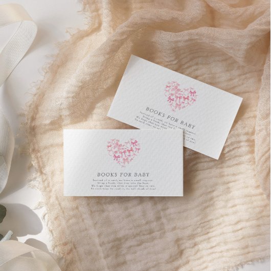 ピンクのハートボウカスタムベビー用ベビーシャワーブック エンクロージャーカード