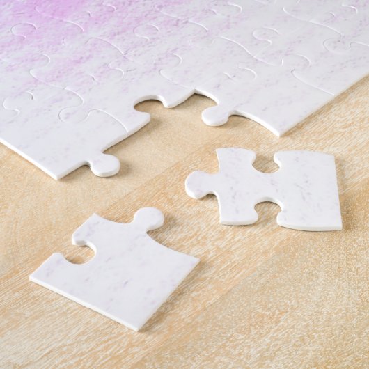 ピンクのハートポップ・アートのアートバレンタイン ジグソーパズル (側面)