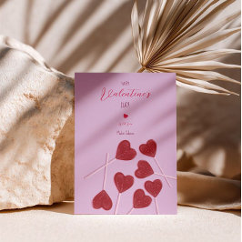 ピンクのハートポップ - バレンタインデーパーティー シーズンカード