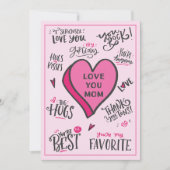 ピンクのハートマザーズの日よくはしゃぐスタイリッシュ引用文 カード (正面)