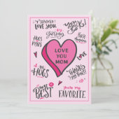 ピンクのハートマザーズの日よくはしゃぐスタイリッシュ引用文 カード (スタンド正面)