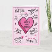 ピンクのハートマザーズの日よくはしゃぐスタイリッシュ引用文 カード (正面)