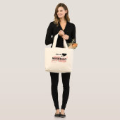 ピンクのハートミシガン州 ラージトートバッグ (正面(モデル))