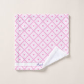 ピンクのハートモダンプレイドコレクション バスタオルセット (ウォッシュタオル)