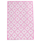 ピンクのハートモダンプレイドコレクション ミディアムペーパーバッグ (裏面)