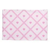 ピンクのハートモダンプレイドコレクション 枕カバー (裏面)