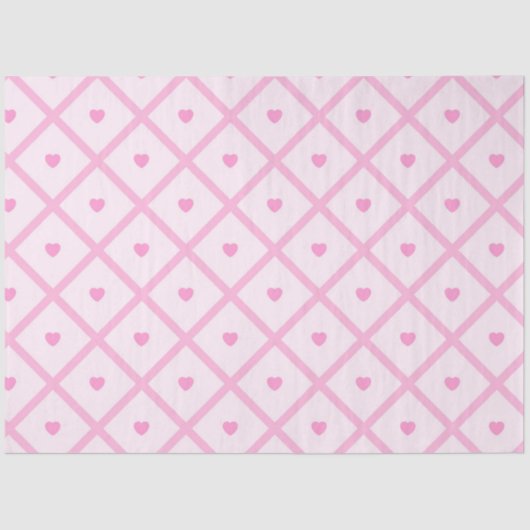 ピンクのハートモダンプレイドコレクション 薄葉紙 (正面)