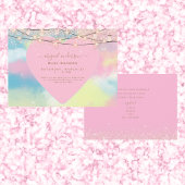 ピンクのハートライトベビーシャワー 招待状