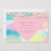 ピンクのハートライトベビーシャワー 招待状 (正面)