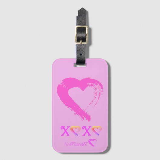 ピンクのハートラゲージタグ ラゲッジタグ (正面縦)