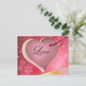 ピンクのハートラブレター ポストカード (スタンド正面)
