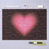 ピンクのハートラブ – ラッピング紙 薄葉紙 (クラフト)