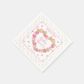 ピンクのハートリース少し甘い赤ちゃんシャワー スタンダードカクテルナプキン (角)