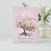 ピンクのハートリーフツリーありがとう サンキューカード (スタンド正面)