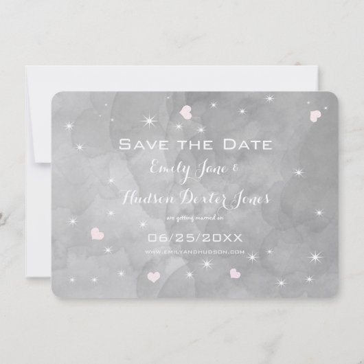 ピンクのハートリーフツリー日付の保存 セーブザデート (裏面)