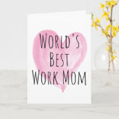 ピンクのハートワールド最高のズ・ワーク・ママ カード (黄色い花)