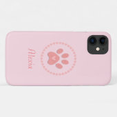 ピンクのハート付きモダンかわいいペットの足 Case-Mate iPhoneケース (裏面(横))