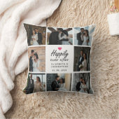 ピンクのハート写真コラージュの後で幸せにスクリプトを作成 クッション (ブランケット)