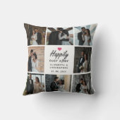 ピンクのハート写真コラージュの後で幸せにスクリプトを作成 クッション (裏面)