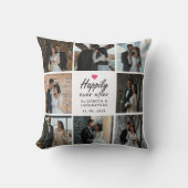 ピンクのハート写真コラージュの後で幸せにスクリプトを作成 クッション (正面)