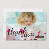 ピンクのハート写真 – ありがとうフラットカード 招待状 (正面)