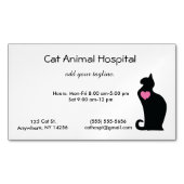 ピンクのハート動物病院の猫 マグネット名刺 (正面)