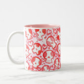 ピンクのハート及びSugarSkulls ツートーンマグカップ (左)