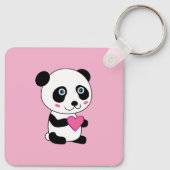 ピンクのハート名が付いたかわいいパンダ キーホルダー (裏面)