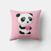 ピンクのハート名が付いたかわいいパンダ クッション (裏面)