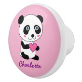 ピンクのハート名が付いたかわいいパンダ セラミックノブ (右)