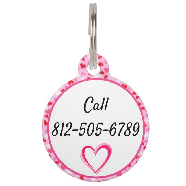 ピンクのハート名オンブラックグッドドッグ ペット　ネームタグ (裏面)