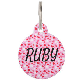 ピンクのハート名オンブラックグッドドッグ ペット　ネームタグ