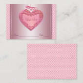 ピンクのハート名シーティングテーブルカード プレイスカード (正面/裏面)