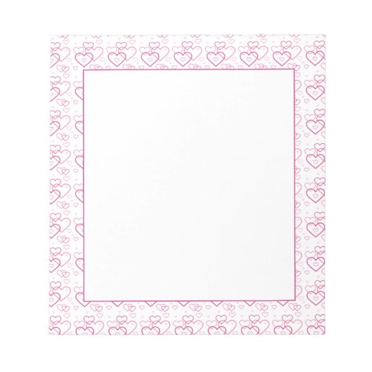 ピンクのハート図形パターン – バレンタインデー ノートパッド (正面)