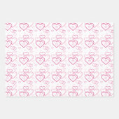 ピンクのハート図形パターン – バレンタインデー ラッピングペーパーシート (正面)