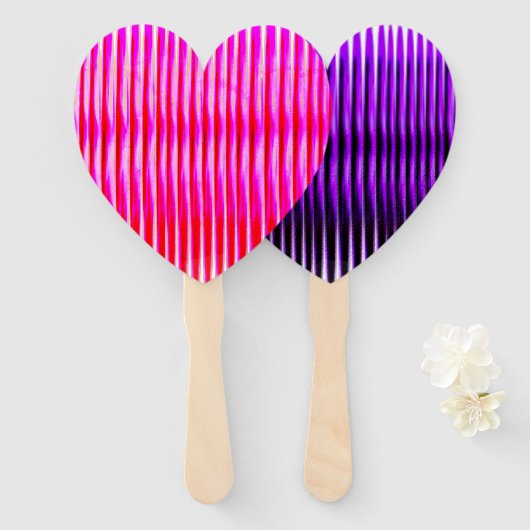 ピンクのハート型のファン ハンドファン (正面&裏面)