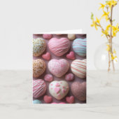 ピンクのハート型キャンディスバレンタインデー カード (黄色い花)