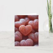 ピンクのハート型キャンディスバレンタインデー カード (正面)