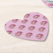 ピンクのハート型シャクナゲのコースター ペーパーコースター (アングル)